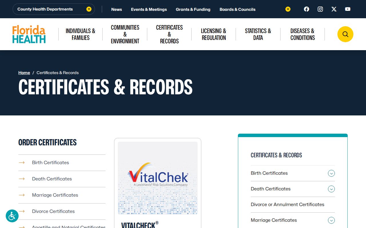 Tallahassee residents directory Florida vital records hub