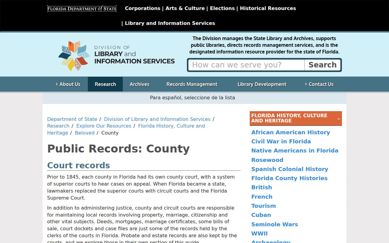 Florida State Archives guide to Leon County deeds and estate records