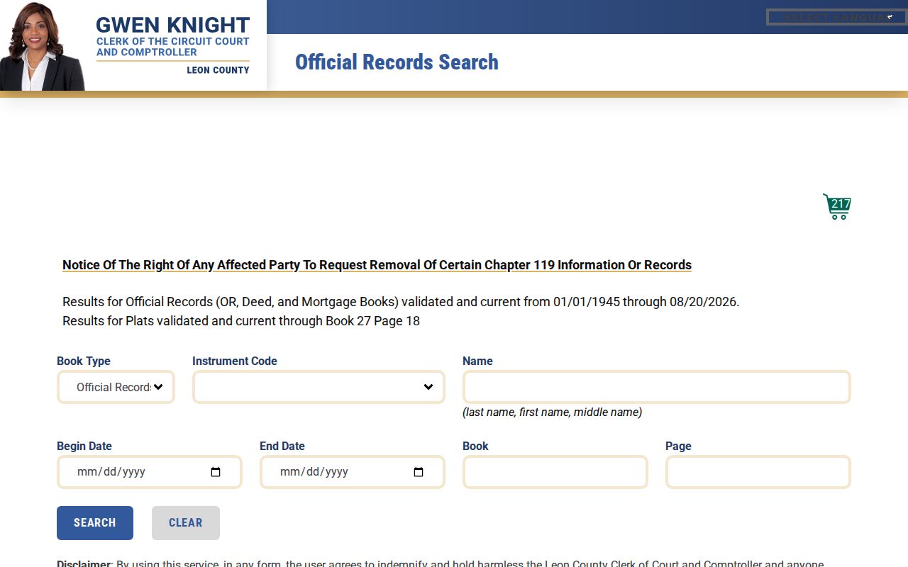 Leon County Official Records grantor and grantee search for past Tallahassee owners