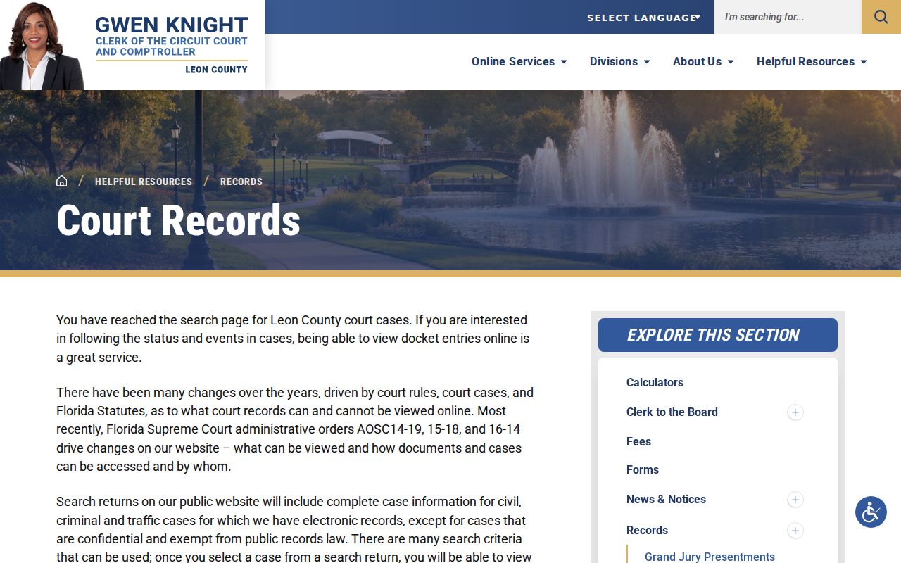 Tallahassee resident lookup through the Leon court party search