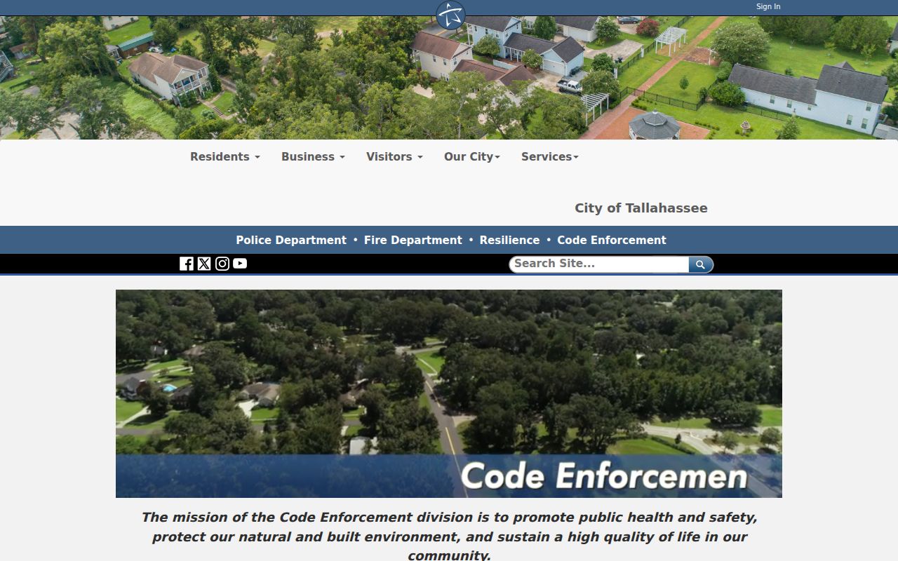 City of Tallahassee code enforcement address service